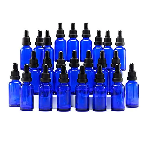 YIZHAO Pipettenflasche 30ml Blau, Apothekerflasche mit [Dropper Pipette Glas], Tinktur Flaschen für Ätherische Öl,Parfümöle,Aromatherapie,Düfte,Flüssigkeit – 24Pcs