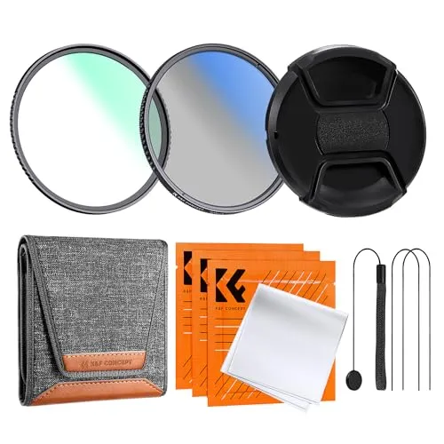 K&F Concept 49mm UV & CPL Filter Set mit Deckel und Tasche - Vielseitiges Filterset für klare Bilder: UV-Filter schützt das Objektiv, CPL-Filter reduziert Blaustich. Inklusive praktischer Aufbewahrungstasche für den sicheren Transport.