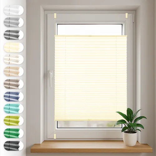 Plissee creme 90cm x 160cm Klemmfix Wabenplissee Faltrollo Plisseerollo Plisee