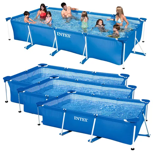 INTEX Family Swimming Pool Frame Rechteck Schwimmbecken - Rechteckiges Schwimmbecken 220x150x60cm von INTEX, ideal für die ganze Familie und perfekt für erfrischende Sommertage im Garten.
