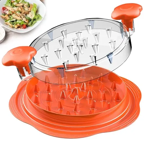 Hähnchen Zerkleinerer, 25 cm großer pulled chicken shredder, Professionelles Fleischzerkleinerer mit Bürste und Gabeln, BPA-frei geeignet für gegarte Hähnchenbrust Rindfleisch Schweinefleisch-Orange