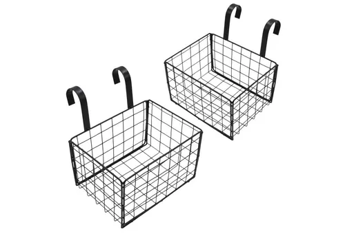 Spetebo Hängekorb Metall Hängekörbchen 18 x 14 cm schwarz (Artikel, 2 St., im Set), Gitter Aufbewahrungskorb zum Aufhängen