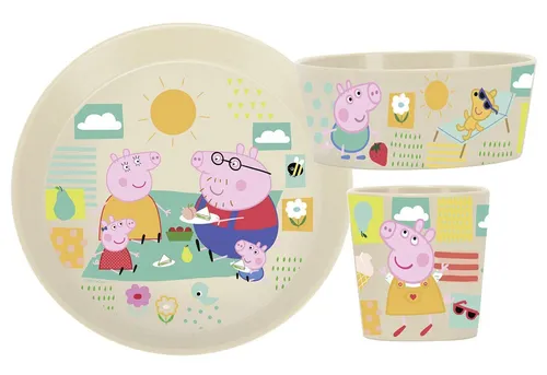 KOZIOL Geschirr-Set 'Connect Peppa Pig' 3-teilig - 3-teiliges Kindergeschirrset von Koziol mit niedlichem Peppa Pig Design, ideal für kleine Fans und perfekt für den täglichen Gebrauch.