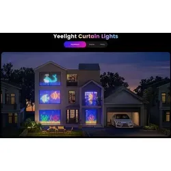 Yeelight Curtain Light 1.5x2m - Weihnachtsbeleuchtung mit 475 RGBIC LEDs und 16 Millionen Farben, ideal für stimmungsvolle Dekorationen drinnen und draußen, wetterfest und mit Musik-Synchronisation.
