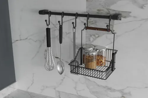 Hermia Concept SM028-B Organizer aus 100% Metall, Schwarz, 60 x 21 x 24 cm - Halten Sie Ordnung mit diesem robusten Metall-Organizer! Ideal für Küche oder Büro, bietet er viel Stauraum und ein elegantes Design für eine effiziente Organisation.