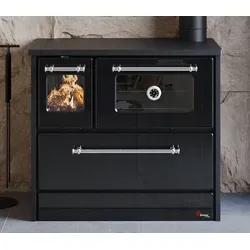 ECOfoxx Kaminofen EEK A+ Küchenofen Holzherd 701-G Omega weiß, linke Version, 9,18 kW - Kaminöfen - Kochen und Heizen in einem eleganten Design, mit großem Backfach und effizienter Brennraumtechnik für langanhaltende Flammensicht.