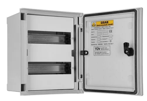 GSAB Elektrotechnik GfK-Wandschrank IP65 325W300V2 - Leergehäuse aus GFK, ideal für die Wandmontage, schützt Ihre Elektronik zuverlässig vor Staub und Feuchtigkeit dank IP65-Zertifizierung.