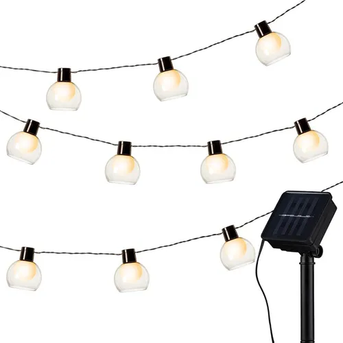 Lichterkette Solar LED Garten Party Beleuchtung Smokey Rauchglas-Optik Kugel