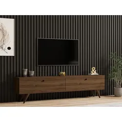 Skye Decor TV-Schränke, Nussbaum, 160 x 40 x 25 cm - Eleganter TV-Schränke aus melaminbeschichteten Spanplatten in warmer Walnussfarbe. Bietet großzügigen Stauraum für Ihre Mediengeräte und sorgt für eine stilvolle Wohnatmosphäre.