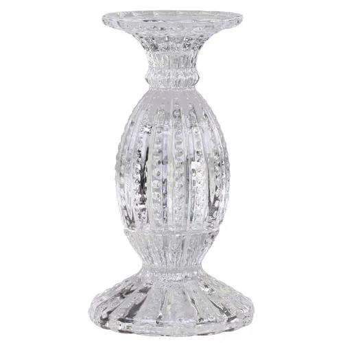 Chic Antique Kerzenhalter mit Perlkante Glas Klar 19x10 cm