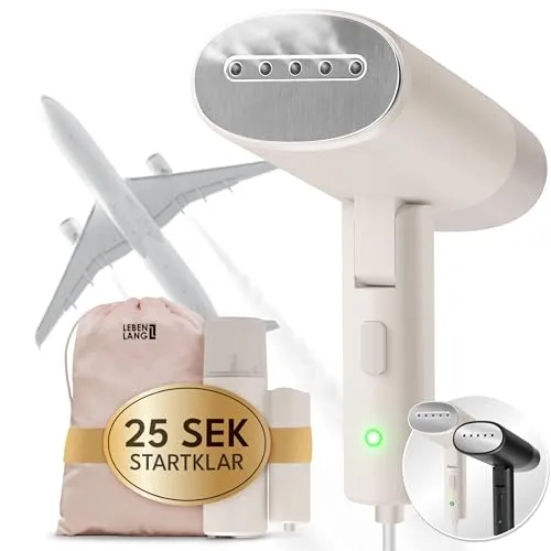 Lebenlang Reise-Dampfbügeleisen Travel Steamer - Dampfbügeleisen für unterwegs mit 120ml Wassertank, kompaktem Design und 900 W Leistung. Perfekt für glatte Kleidung auf Reisen, inklusive praktischem Zubehör.