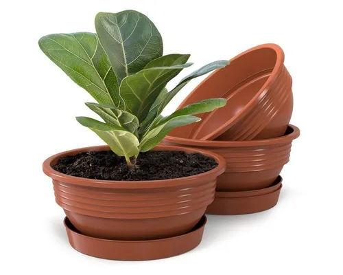 Plastard Pflanzschale 3er, 5er Set Blumenschale verschied. Größen Pflanzgefäß aus Kunststoff (Set, 3 St., Pflanzschale mit Untersetzer), UV-beständig, witterungsbeständig, Optionale Drainagelöcher
