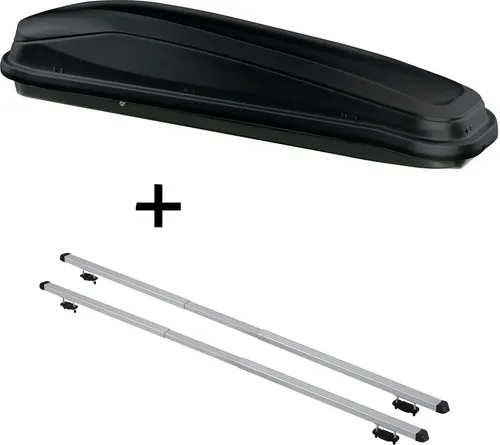 Dachbox JUEASY300 300L schwarz + RAPID Dachträger für Infiniti EX (5Türer) 07-13 - Praktisches Set: Dachbox JUEASY300 (300L) und RAPID Dachträger für Infiniti EX (5Türer) 07-13. Maximale Zuladung von 50kg, inklusive Montageanleitung und Befestigungsteilen. Ideal für Ski und Snowboards!