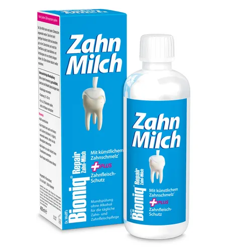 Bioniq Repair Zahn-Milch Mundspülung 400 ml - Zahnpflegeartikel mit reparierenden Eigenschaften, fördert die Regeneration des Zahnfleisches und sorgt für ein frisches Mundgefühl.