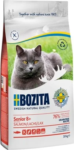 Bozita Cat Senior 8+ Grain free Salmon - 10kg Katzenfutter - Katzenfutter für Senioren, getreidefrei mit hochwertigem Lachs, ideal für die speziellen Ernährungsbedürfnisse älterer Katzen.