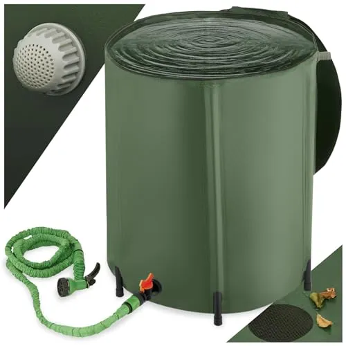 tectake® Regenwassertank 200 l - Faltbare Regentonne mit Deckel und Wasserhahn - Regentonnen für nachhaltige Gartenbewässerung: Faltbar, wetterbeständig und mit Überlaufschutz für sauberes Wasser. Ideal für Garten, Balkon und Camping.