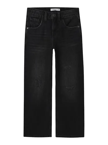 Name It Weite Jeans Rose - Schwarz, Größe 122 - Kinderhosen aus 79% Baumwolle, 21% Polyester, im unifarbenen Design ohne Details, ideal für lässige Outfits und bequemes Tragen.