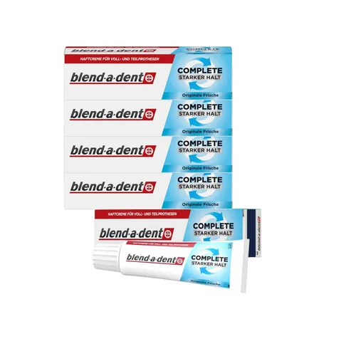 Blend-a-dent Super Haftcreme extra strak Spar-Set 4x47g - Zahnprothesen-Haftmittel mit Krümelschutz und hohem Tragekomfort. Ideal für Voll- und Teilprothesen, neutraler Geschmack sorgt für angenehme Anwendung.