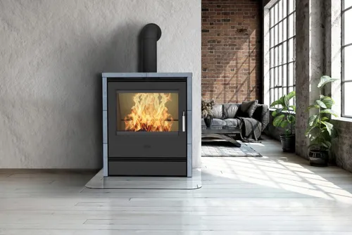 Fireplace Rönky Kaminofen 10 kW - Dauerbrandofen aus Speckstein - Kaminofen in grau mit 10 kW Leistung, ideal für effiziente Wärme und gemütliche Atmosphäre. Energieeffizienzklasse A für nachhaltigen Genuss.