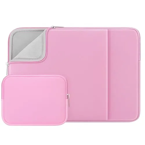 RAINYEAR 15 Zoll Laptop Hülle mit Tasche & Zubehörtasche, kompatibel mit der neuen 15,4 MacBook Pro Touch Bar speziell für Modell A1938 A1707 A1990, 15Zoll Notebook Computer Chromebook, Rosa