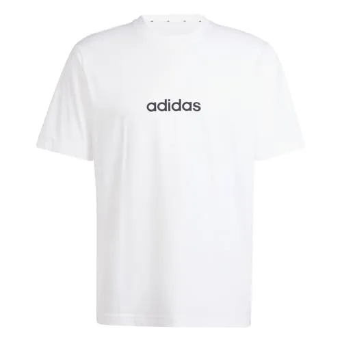 adidas Men's Essentials LINEAR Single Jersey Tee, White/Black, XXL
