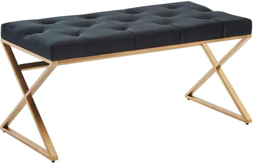 Wohnling Polsterbank WL6.617 - Samt Schwarz/Gold - Elegante Garderobenbank im Chesterfield-Stil, perfekt für Flur oder Schlafzimmer. Hohe Belastbarkeit von bis zu 220 kg und modernes Design für stilvolle Akzente.