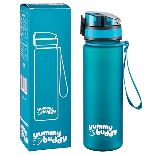 ecosa Trinkflasche Kinder Auslaufsicher 500 ml, BPA-Frei, Trinkflasche Schule zum Wandern & Fitnessstudio, Sport Trinkflasche mit Fruchteinsatz, Geschmacksneutrale Wasserflasche 500ml (Pauli Petrol)