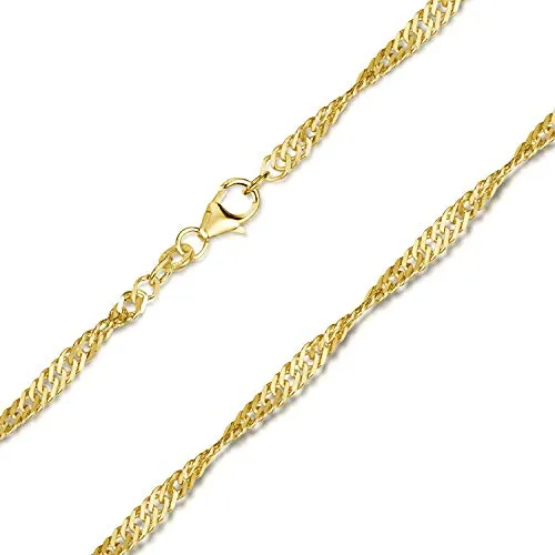 MATERIA Singapurkette Gold 333 - 3mm, 45cm - Elegante 3mm Singapurkette aus 333 Gold, gefertigt in Deutschland. Die gedrehten Kettenglieder sorgen für einen einzigartigen Glanz. Ideal für Kettenanhänger und perfekt als Geschenk in edler Schmuckschachtel.