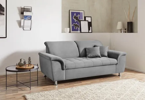 DOMO collection 2-Sitzer FRANZI zeitlos & elegant, moderne Sitzheftung, wahlweise mit Kopfteilverstellung, inklusive Zierkissen