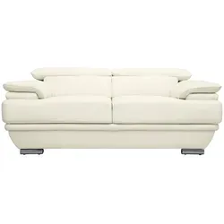 Design-Ledersofa EWING - Verstellbares Kopfstück in Weiß - Genieße den Komfort des Design-Sofas EWING! Mit verstellbarem Kopfstück und stilvollen Armlehnen wird es zum Blickfang in deinem Wohnzimmer. Hergestellt aus geschmeidigem Büffelleder für ein luxuriöses Sitzgefühl.