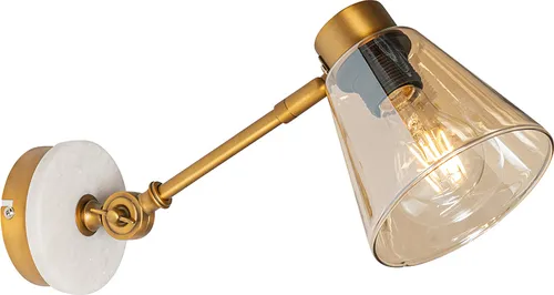 QAZQA - Art Deco Wandleuchte Nina I mit Marmor und Bernsteinglas – Dimmbar für Wohnzimmer und Schlafzimmer - Die Wandleuchte Nina im Art Deco Stil vereint elegantes Design aus Bronze, Marmor und Bernsteinglas. Mit einer E27 Fassung und Dimmfunktion sorgt sie für die perfekte Atmosphäre in jedem Raum.