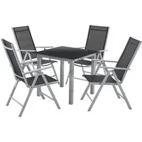 Juskys Aluminium Gartengarnitur Milano - 5-teiliges Gartenmöbel Set mit großem Tisch und 4 Stühlen, ideal für gesellige Sommerabende und Grillpartys im Freien.