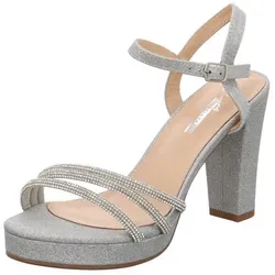 LIVING UPDATED 5601-1-SI Sandalette silberfarben 38 EU - Elegante silberne Sandalette in Größe 38 mit 10,5 cm Blockabsatz und 2,5 cm Plateau. Ideal für stilvolle Auftritte und komfortables Tragen.