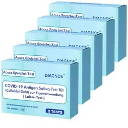 Acura Speichel-Test DIAGNOS COVID-19 Laientest (Spucktest) mit BfArM-Sonderzulassung, Coronavirus (SARS-Cov-2) Antige 10