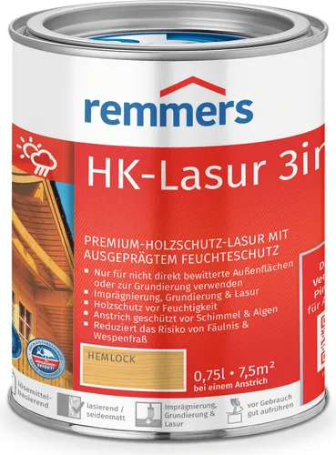 Remmers Holzschutzlasur HK-Lasur 3in1 – ebenholz 0,75 Liter - Farben & Lacke – Hochwertiger Holzschutz mit 3-in-1 Funktion: schützt, pflegt und dekoriert Holzoberflächen effektiv.