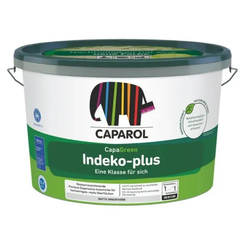 Caparol Indeko-plus 2,5 Liter, Weiß - Premium-Innenfarbe - Farben & Lacke: Ressourcenschonende Premiumfarbe mit hohem Deckvermögen, ideal für ein optimales Raumklima und matte Oberflächen.