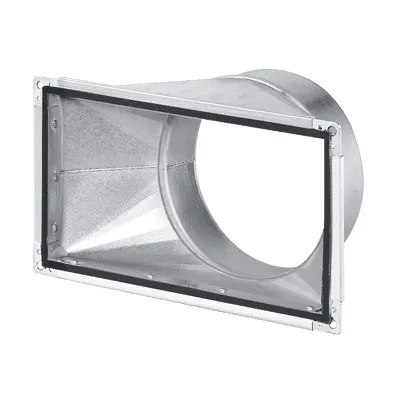 Helios Ventilatoren Übergangsstück AIR1-ÜS XC 1000 - Symmetrisches Übergangsstück aus verzinktem Stahlblech, ideal für die Verbindung des Lüftungsgerätes mit runden Luftleitungen. Geringer Druckverlust unter 10 Pa für effizienten Lufttransport.