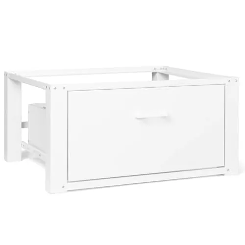 IDMarket Waschmaschinenständer 63 x 54 cm mit Schublade - Erhöhen Sie Ihre Waschmaschine um 31,5 cm für eine ergonomische Nutzung. Praktischer Metallständer mit zusätzlichem Stauraum für Wäscheutensilien.