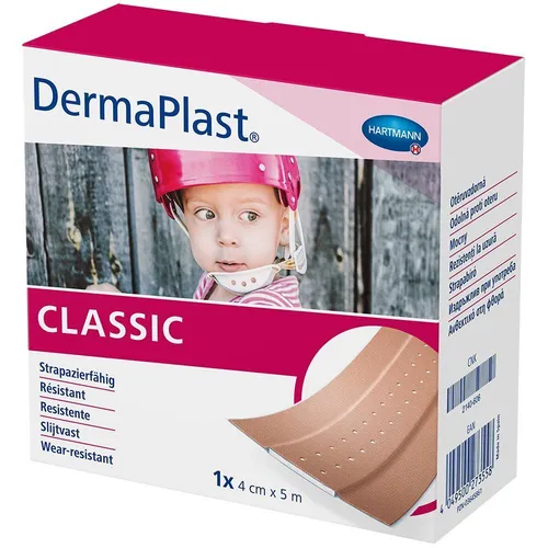 Dermaplast Classic Pflaster 4 cmx5 m - Hochwertiges Wundpflaster für empfindliche Haut, ideal für kleinere Verletzungen. Sanfte Haftung und atmungsaktiv für optimalen Heilungsprozess.