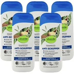 alverde Naturkosmetik - Shampoo Anti-Schuppen Bio-Paranuss & Bio-Rosmarin (5 x 200 ml) 5 x