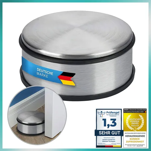 Türstopper Edelstahl Bodentürstopper Türpuffer Türhalter Gummi Rund 11x6cm 1200g