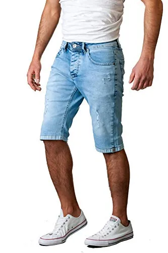 Gelverie Herren Shorts Slim Fit Bermuda Jeansshorts W42 Light Blue Denim Used - Stylische Gelverie Herren Shorts im Slim Fit Design, ideal für den Sommer. Die lässige Bermuda-Jeansshorts in hellem Denim bietet hohen Tragekomfort und vielseitige Kombinationsmöglichkeiten.