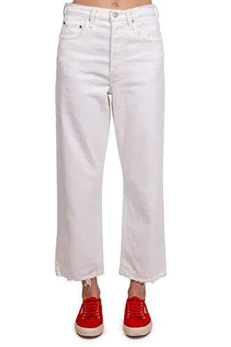Levi's Damen Ribcage Straight Ankle Jeans - Jeans in Light Indigo-Worn In, hohe Taille für eine schmeichelhafte Passform und knöchellange Beine für vielseitige Stylingmöglichkeiten.