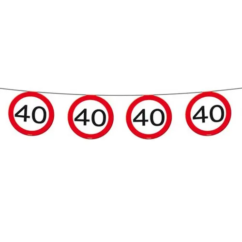  Girlande 40er Geburtstag Wimpelkette 4 m Verkehrsschilder Deko 0,62 EUR/m