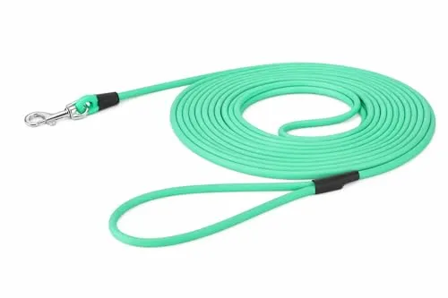 Hundeleine – Trainings- und Suchleine mit Handschlaufe – 10m x 6mm – Flamingo Caspar Mintgrün - Robuste 10m Hundeleine aus pflegeleichtem Biothane, ideal für Training und Spaziergänge. Mit verstärkten Zugpunkten für hohe Reißfestigkeit und angenehmer Handhabung – perfekt für jedes Wetter!