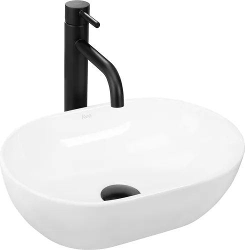 Rea Aufsatzwaschbecken AMELIA MINI – Hochwertige Keramik Waschschale - Waschschalen aus hochwertiger Keramik, freistehend und ideal für kleine Badezimmer mit kompakten Maßen (26 x 38 x 12 cm).