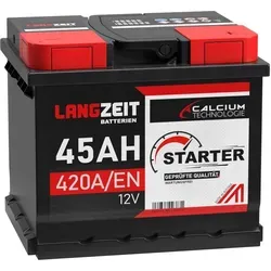Langzeit Autobatterie 45Ah 12V 420AEN - KFZ-Batterie mit 30% mehr Startleistung, ideal für leistungsstarke Fahrzeuge und hohe Stromversorgung. Wartungsfrei und sofort einsatzbereit für zuverlässige Leistung in jeder Wetterlage.