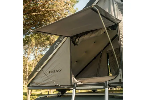 Prime Tech Dachzelt Delta Pro für 2 Personen – grau - Geräumiges Dachzelt für 2 Personen, ideal für Abenteuer. Mit 3D-Mesh-Matratze, Leiter und kompakten Maßen für einfachen Transport.
