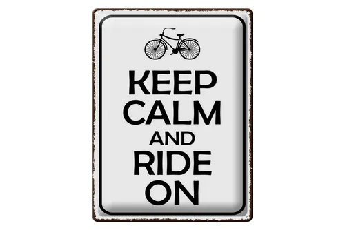 Femer GmbH Metallschild Spruch 30x40cm Keep Calm and Ride on, (1 St), gewölbte Oberfläche, abgerundete Ecken, umgeschlagene Kanten