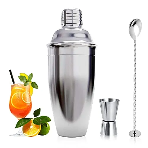Cocktail-Shaker, Cocktail-Maker-Set, Martini-Getränke-Shaker, 750 ml, Cocktail-Shaker-Sieb, Barkeeper-Mixer-Werkzeug, Likör-Cobbler-Shaker, Edelstahl-Bar-Shaker für Cocktail-Herstellung (3 Stück)